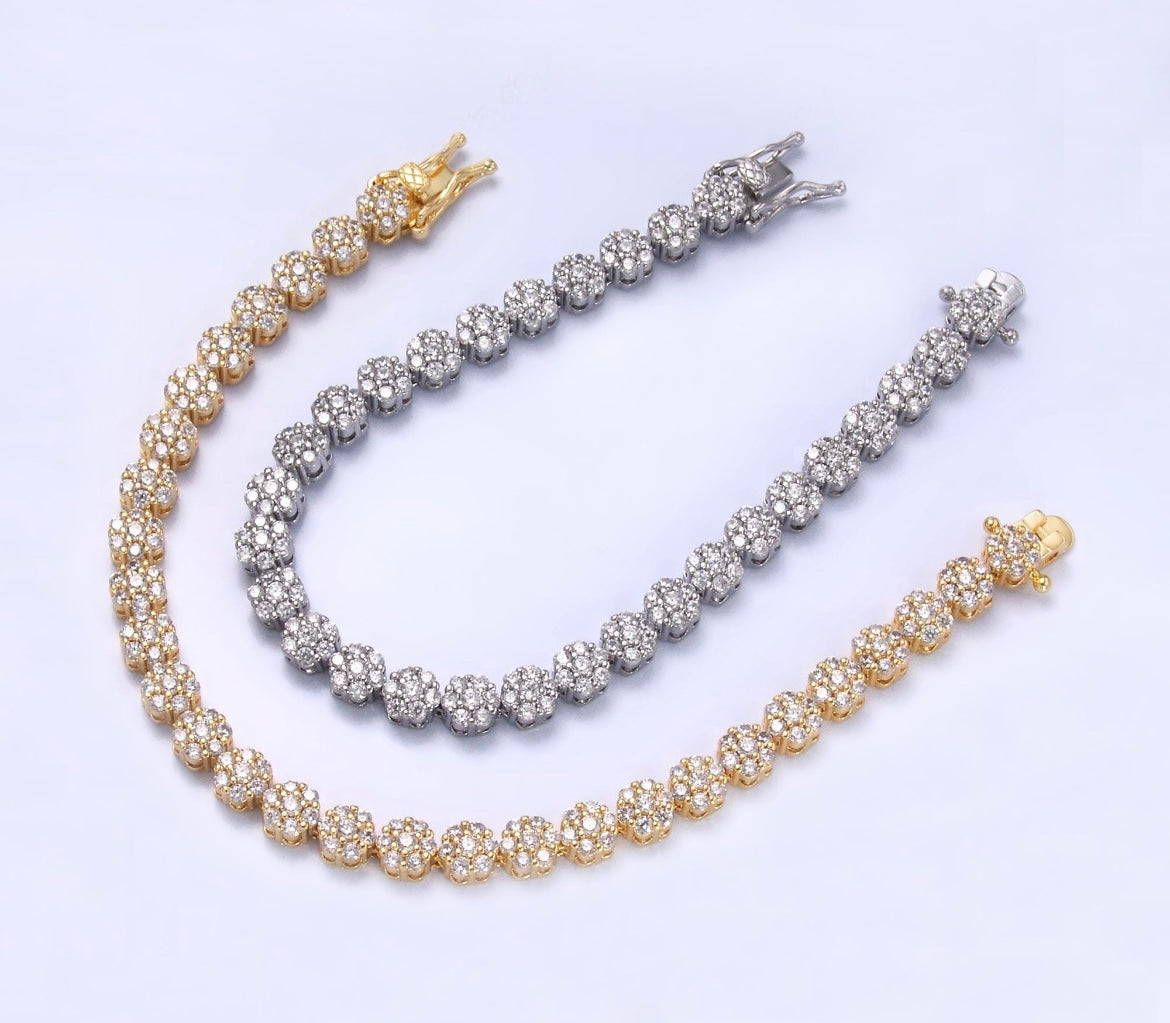 Flower tennis bracelet