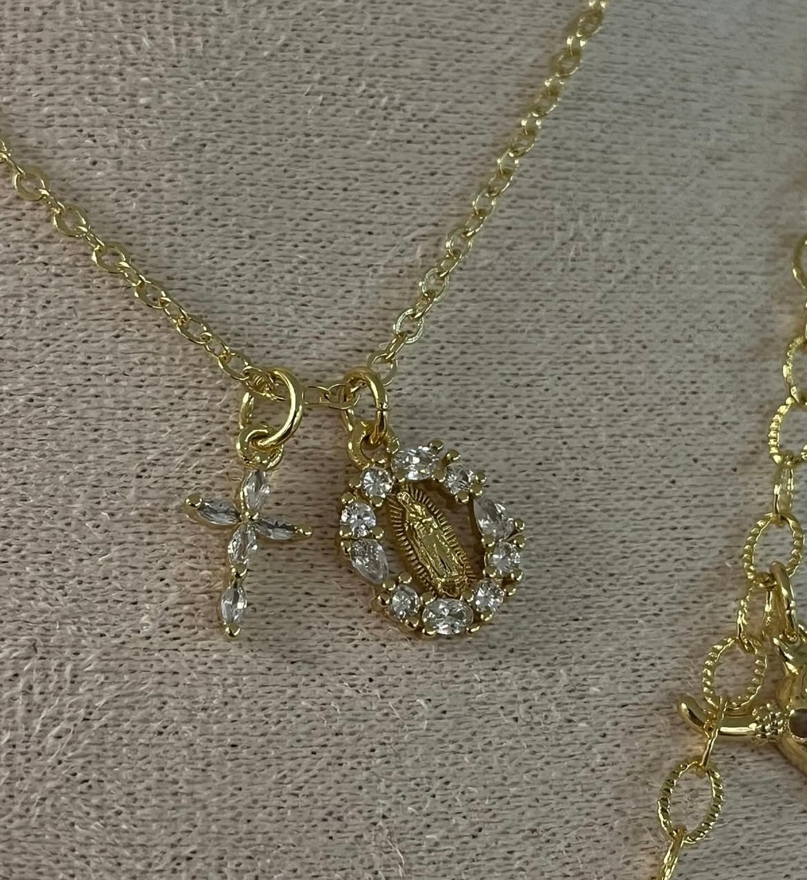 Virgen Mary + Cross necklace