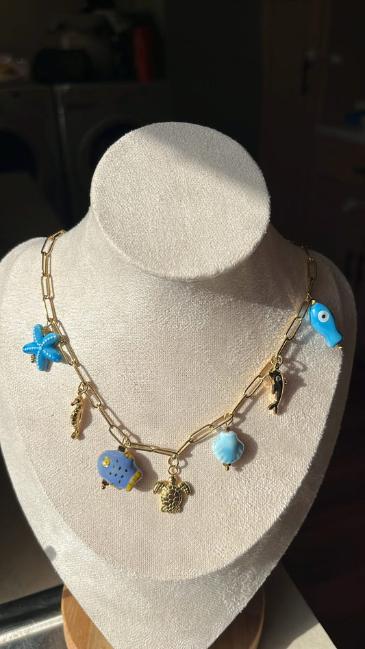 Blue charm necklace