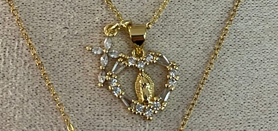 Virgen Mary + Cross necklace