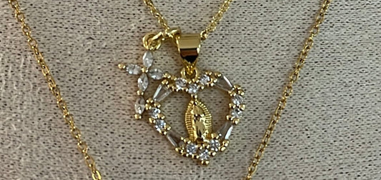 Virgen Mary + Cross necklace